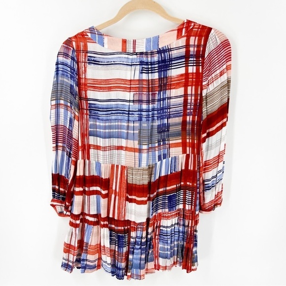 ✅ Anthropologie Maeve Lila Tunic Blouse X-Small BLUE/RED - Picture 3 of 7